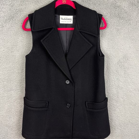 Vintage Diane Von Furstenberg Black 100% Wool Vest Lined Size 4 Old Money - Picture 2 of 10